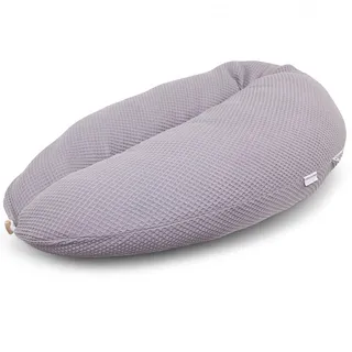 HOBEA-Germany Stillkissen 190 cm x 76 cm XXL Lagerungskissen Schwangerschaftskissen für Baby und Erwachsene Seitenschläferkissen Stillkissen mit Bezug aus Bio Baumwolle, Waffelmuster Grau