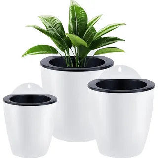 Set aus 3 hängenden Pflanzgefäßen mit automatischer Bewässerung für Wandhängende vertikale Pflanzer Balkonzaun Gartenornamente für Zuhause und Büro