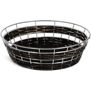 APS 40295 Buffetkorb (ohne Haube), Korb, Obstkor, Brotkorb, Ø 40 cm, Höhe 12,5 cm, Polypropylen, mit Edelstahldraht im Rand, schwarz-braun