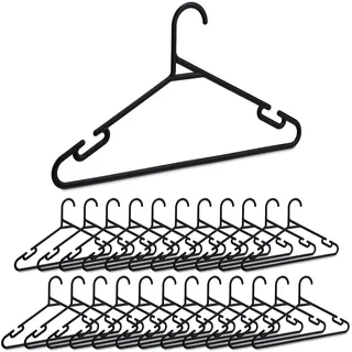 Relaxdays Kleiderbügel 24er Set, Wäschebügel mit Hosensteg & Einkerbungen, recycelter Kunststoff, platzsparend, schwarz