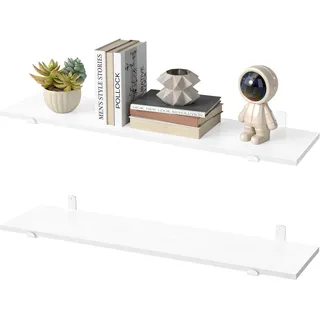 SONGMICS Wandregal, Schweberegal, dekorativ, moderner Stil, für Schlafzimmer, Wohnzimmer, Esszimmer und Küche, bis zu 10 kg belastbar, 2er Set, 20 x 80 x 10 cm, schneeweiß-mattweiß LWS008WE01-2J