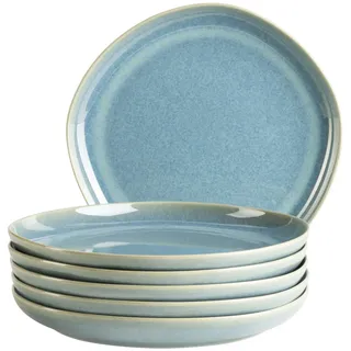 MÄSER Serie Cordelia, Desserteller Set für 6 Personen aus hochwertigem Steinzeug, 6-teiliges Tafelservice, unregelmäßige Geschirr Formen; Steinzeug, Grün