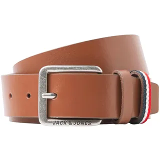 Ledergürtel JACK & JONES "JACESPO BELT NOOS", Herren, Gr. 105, braun (cognac), Leder, unifarben, Gürtel Ledergürtel