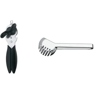 WMF Dosenöffner mit Kapselheber 20 cm, Kunststoff, Cromargan Edelstahl spülmaschinengeeignet & Bistro Nudelzange 23 cm, Cromargan Edelstahl poliert, ideal auf für Salat oder zum Servieren von Gemüse