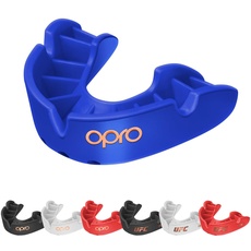 OPRO Bronze Level Sport-Mundschutz für Erwachsene und Kinder mit Hülle, neues Anpassungswerkzeug, Zahnschutz für Hockey, Lacrosse, Rugby, Kampfsport, Boxen, Handball (Rot, Erwachsene)