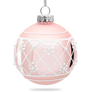 SIKORA Highlights 4er Set ausgefallene Christbaumkugeln aus Glas Rosa besondere Weihnachtskugel Christbaumschmuck, Farbe | Modell:Modell Wien rosa, Höhe in cm:8 cm