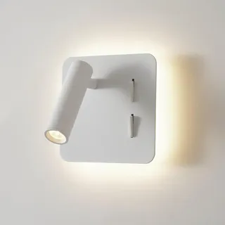 Leselampe Wandmontage,Wandleuchte mit Schalter Weiß,Modern Led Wandlampe Innen 3W+8W, Leselicht Schwenkbar 180°,Wandbeleuchtung für Schlafzimmer,Hotels,Wohnzimmer,Nachttischlampe,3000K Bettlampe