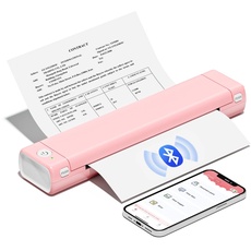 COLORWING Mobiler Drucker Bluetooth, Thermodrucker A4 Klein Kompakt, Stencil Drucker für Smartphone, Handy Drucker Ohne Patronen für Unterwegs und Tattoo, Kompatibel mit Android iOS, Rosa