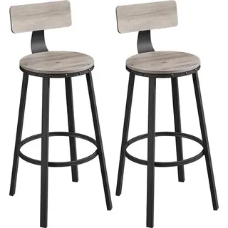 VASAGLE Barhocker 2er Set Barhocker Küchenstühle mit Metallgestell Sitzhöhe 73 cm Einfache Montage Industrielles Design Greige Schwarz LBC026B02 - Grau, Schwarz
