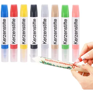 Ovaletta 8 Farben Kerzen Bemalen Set, Kerzenstifte, Wachsplatten für Kerzen, Candle Pen, Kerzenstifte zum Verzieren, Keramik Bemalen Set, je 10 ml
