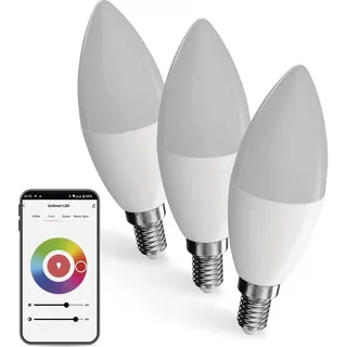 EMOS GoSmart LED-Kerzenlampe, WiFi LED 4,8W 40W Helligkeit 470 lm, RGB dimmbar, mehrfarbig & Weißtöne - 470lm - sparsam, (statt Glühbirne) - 20 000 Stunden - - Google Home und Alexa kompatibel mit Tuya/EMOS GoSmart-App, Sprach-Assistant, E14 -