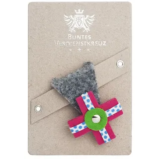 Anstecker Buntes Verdienstkreuz vonbox grau, Designer Ilja Oelschlägel, 5.5x7.5x0.8 cm