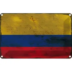 Blechschild Wandschild 20x30 cm Kolumbien Fahne Flagge