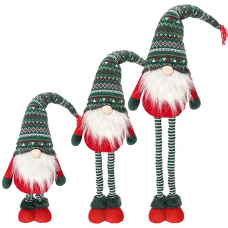 CREOLOGIC XXL-Wichtel Figur 105 cm · Wichtel Teleskopbeine · Weihnachtsdekoration Wichtel · Nordic Wichtel · Deko Wichtel · Dekorationsfiguren · Weihnachtswichtel Mann · Gnom (Grün/Rot Mann)