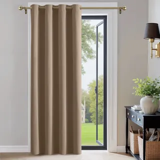 PONY DANCE Türvorhang Kälteschutz Verdunkelungsvorhang Wohnzimmer | 1 Stück H220 x B140 cm, Cappuccino, Sichtschutz, UV-Schutz, Blickdicht, für Schlafzimmer, Ösenschal, Gardinen Blickdicht