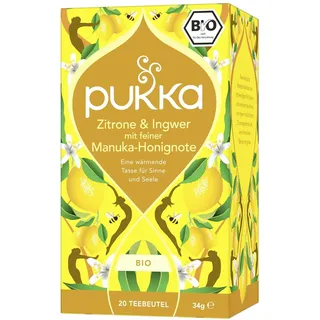 Pukka | Bio Gewürzteemischung "Zitrone & Ingwer mit feiner Manuka-Honignote" | Wärme dich auf und mache es dir gemütlich mit diesem Tee | 1er Pack | 20 Teebeutel