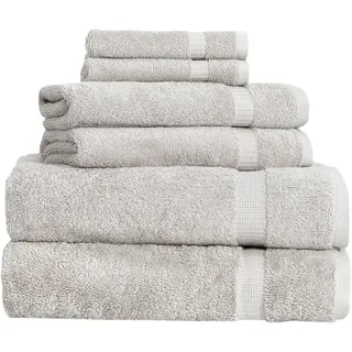 BERIBO Türkisches Handtuch-Set, 100% Baumwolle (Komfort), 6-teilig, 620 g/m2 (Taupe)