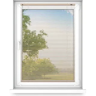 time4blinds - Jalousien Fenster Innen ohne Bohren, Alu Jalousie Aluminium Rollos, Sandbraun, Links, 800x700 - Braun