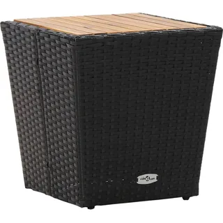 Beistelltisch Schwarz 41,5×41,5×43 cm Poly Rattan & Massivholz - Schwarz