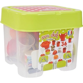 Ecoiffier - 32tlg. Spielgeschirr für Kinder - ideales Zubehör für Kinderküche, inkl. Teller, Besteck, Becher, für Jungen und Mädchen ab 18 Monaten, 2603, Mehrfarbig