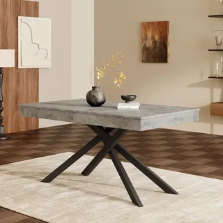 STILVORA Esstisch ausziehbar für 6-8 Personen, Tischplatte verdickt für Stabilität, Metallbeine für Esszimmer, Küche, Wohnzimmer Grau - Grau
