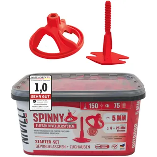 Nivilli SPINNY PRO - STARTER-SET 5mm - 150 Laschen + 75 Zughauben! Profi Nivelliersystem, Fliesen & Naturstein Verlegehilfe, Zughauben + Gewindelaschen. Starter-Set 5mm, Materialdicke: 6-25mm