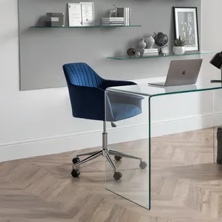 Julian Bowen Kahlo Bürodrehstuhl, Samt, Blau/Chrom