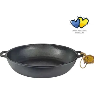 Gusseisen-Grillpfanne - ø 26 x 6 cm - Outdoor-Kochen - Hochwertiges Gusseisen - Grillen - Traditionelles Kochen - BBQ-Geschenk - PFAS-frei - Schwarz