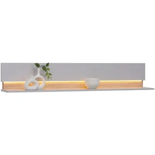 Dieter Knoll Wandboard , Grau, Eichefarben , Holz, Holzwerkstoff , Asteiche , furniert , 180x30x24 cm , Holzmöbel, Wohnwände Holz, Wohnwand Serien Holz