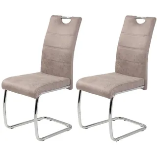 Mid.you Schwingstuhl-Set , Beige , Metall, Textil , Rundrohr, C-Form , 43x98x59 cm , mit Griff , Esszimmer, Stühle, Schwingstühle