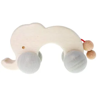 Hess Holzspielzeug 10867 - Schiebe-Figur aus Holz, Nature Serie Elefant, für Babys ab 3 Monaten, Greifling mit Rädern, als Geschenk zur Geburt oder Taufe