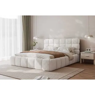 Polsterbett Bubble Doppelbett Bettgestell Lattenrost mit Bettkasten (Farbe: Legend 01, Größe: 160x200 cm) - Beige, Hellgrau, Grau, Weiß