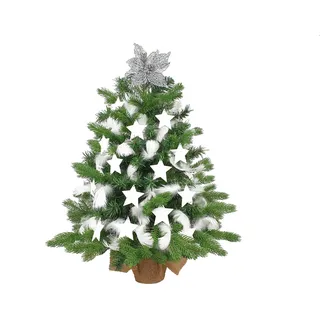 Geschmückter künstlicher Weihnachtsbaum KÖNIG DES WINTERS 60 cm mit LED-BELEUCHTUNG IM TOPF - Bunt