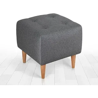 Atelier Del Sofa Stilvoller Grauer Pouf, 43 x 43 x 43 cm | 50% Baumwolle & 50% Samt, 6 cm orthopädischer Schaumstoffkern, Holzbeine | Ideal für Boho- und skandinavische Einrichtung