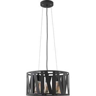 GTV MELODY Pendelleuchte 3-flammig Ø40 cm – runder Metallschirm in Anthrazit, Fassungen für Filament, höhenverstellbar bis 150 cm, 3× E27 max. 40 W, IP20, 220–240 V, moderne Innenbeleuchtung