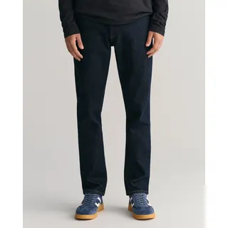 Slim-fit-Jeans GANT "SLIM GANT JEANS", Herren, Gr. 33, Länge 32, blau (dunkelblau), Denim/Jeans, Obermaterial: 97% Baumwolle, 2% Polyester, 1% Elasthan, slim fit, Jeans Slim-fit-Jeans