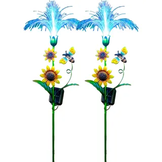 Northpoint LED Solar Gartenstecker Außenbereich Dämmerungssensor Garten Dekoration 2er-Set RGB