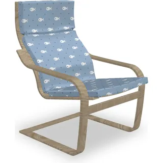 ABAKUHAUS Nautisch Poäng Sessel Polster, Kleine Fische Leben im Wasser, Sitzkissen mit Stuhlkissen mit Hakenschlaufe und Reißverschluss, Blau Weiss - Blau