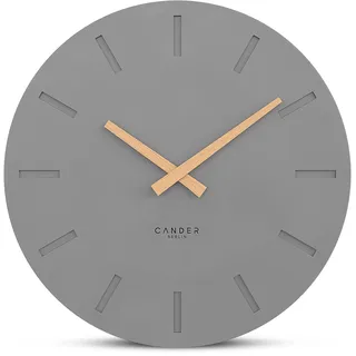 Cander Berlin MNU 2530 G Wanduhr MDF lautlos ohne Tickgeräusche 30 cm analog Wohnzimmer modern Vintage grau anthrazit Holzzeiger