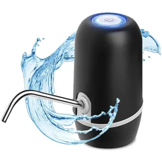 NK Automatischer Wasserspender, Langlebige USB Aufladung, Edelstahl Dosierer, BPA-frei, Tragbar, Für Flaschen 1.5, 5.7, 10, 11.3, 15, 18.9L - Schwarz, 16 cm