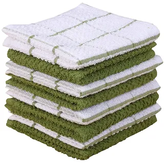 Amour Infini Geschirrtücher aus Baumwolle, sehr saugfähig, superweich, hochwertige Frottee-Reinigungstücher, Premium-Geschirrtücher zum Geschirrspülen, 4 Stück, Grün