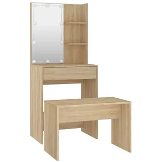 vidaXL Schminktisch-Set mit LED Sonoma-Eiche Holzwerkstoff - Braun