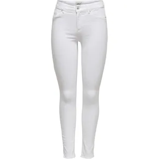 ONLY Damen Skinny Fit Jeans | Mid Waist Stretch Denim Hose | ONLBLUSH Life Röhrenjeans, Farben:Weiß, Größe:L / 30L