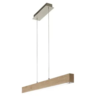 Badia LED-Pendelleuchte, 43 W, 4320 lm, 3000 K, Gestell aus Metall und Eichenholz, dimmbar, modernes Design, Länge 110 cm, Schutzklasse 1 - Braun