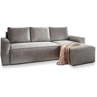 masseno Ecksofa mit Schlaffunktion L-Form, Sofa mit Bettkasten, Wohnzimmersofa, Couch, Soffa, Bettsofa, Couchgarnitur- Hellgrau, POSO 55