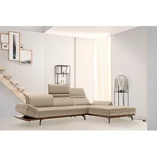 Creation BY ROLF BENZ Ecksofa »CR.420, Designecksofa, L-Form« in 2 Qualitäten, Holzrahmen in Eiche Natur oder Nußbaum, Breite 313 cm, beige