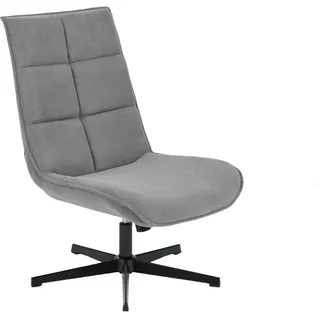 39F FURNITURE DREAM Moderner Drehsessel mit Sitzfläche aus Stoff mit Liegefunktion und Metallsockel, Grau, 63,5 x 85 x 93 cm