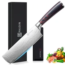 PAUDIN Japanisches Messer, Klingenlänge 17 cm Nariki Messer Hackmesser Kochmesser aus hochwertigem Edelstahl, asiatisches Mehrzweck Küchenmesser für Haus und Küche mit ergonomischem Griff