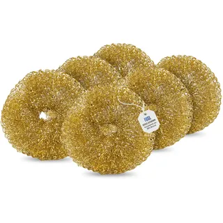 FUSL BrassSchwamm kratzfrei 6 Stück – Messingschwamm für empfindliche Oberflächen – rostfrei & gründlich reinigen – ideal für Edelstahl, Ceran, Backofen & Grill – langlebig & nachhaltig