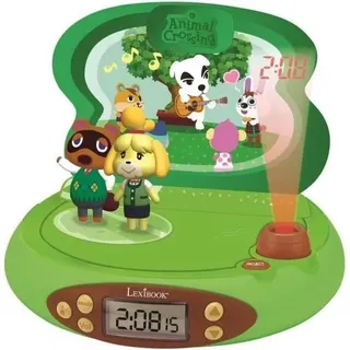 Animal Crossing Projektionswecker 3D mit Sounds, Uhrzeitprojektion an Decke, 4 Soundeffekte, Nachtlicht - Bunt